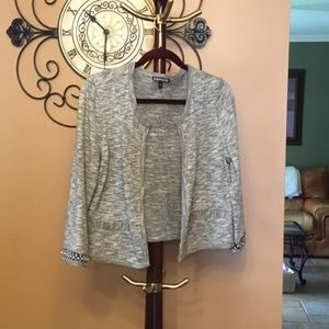 Express  Grey Cropped Knit Jacket